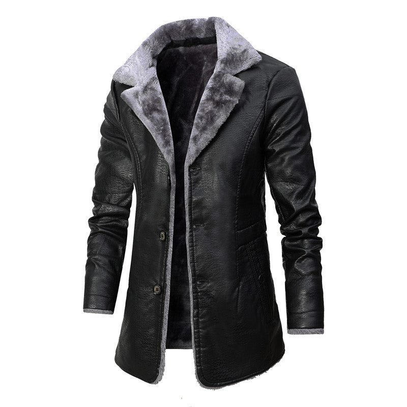 Giacca in Pelle Uomo Media Lunghezza – Cappotto Business Foderato in Pelliccia