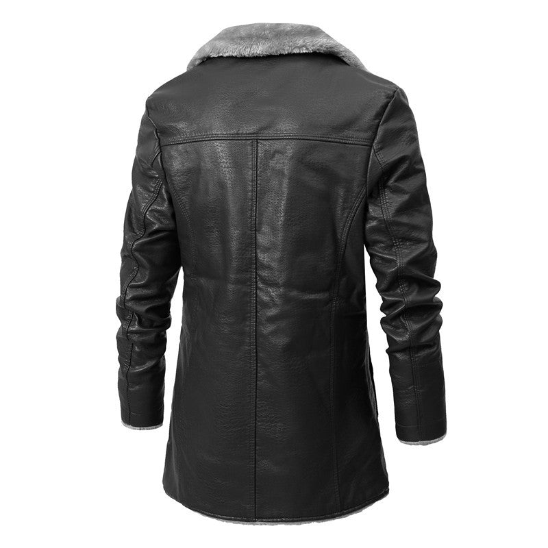 Giacca in Pelle Uomo Media Lunghezza – Cappotto Business Foderato in Pelliccia