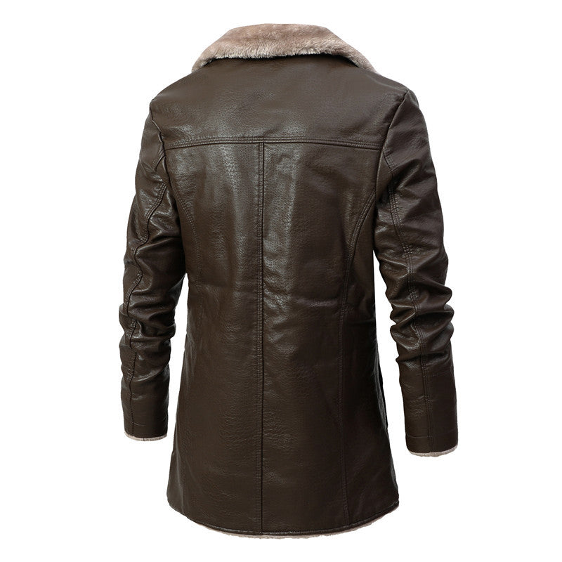 Giacca in Pelle Uomo Media Lunghezza – Cappotto Business Foderato in Pelliccia