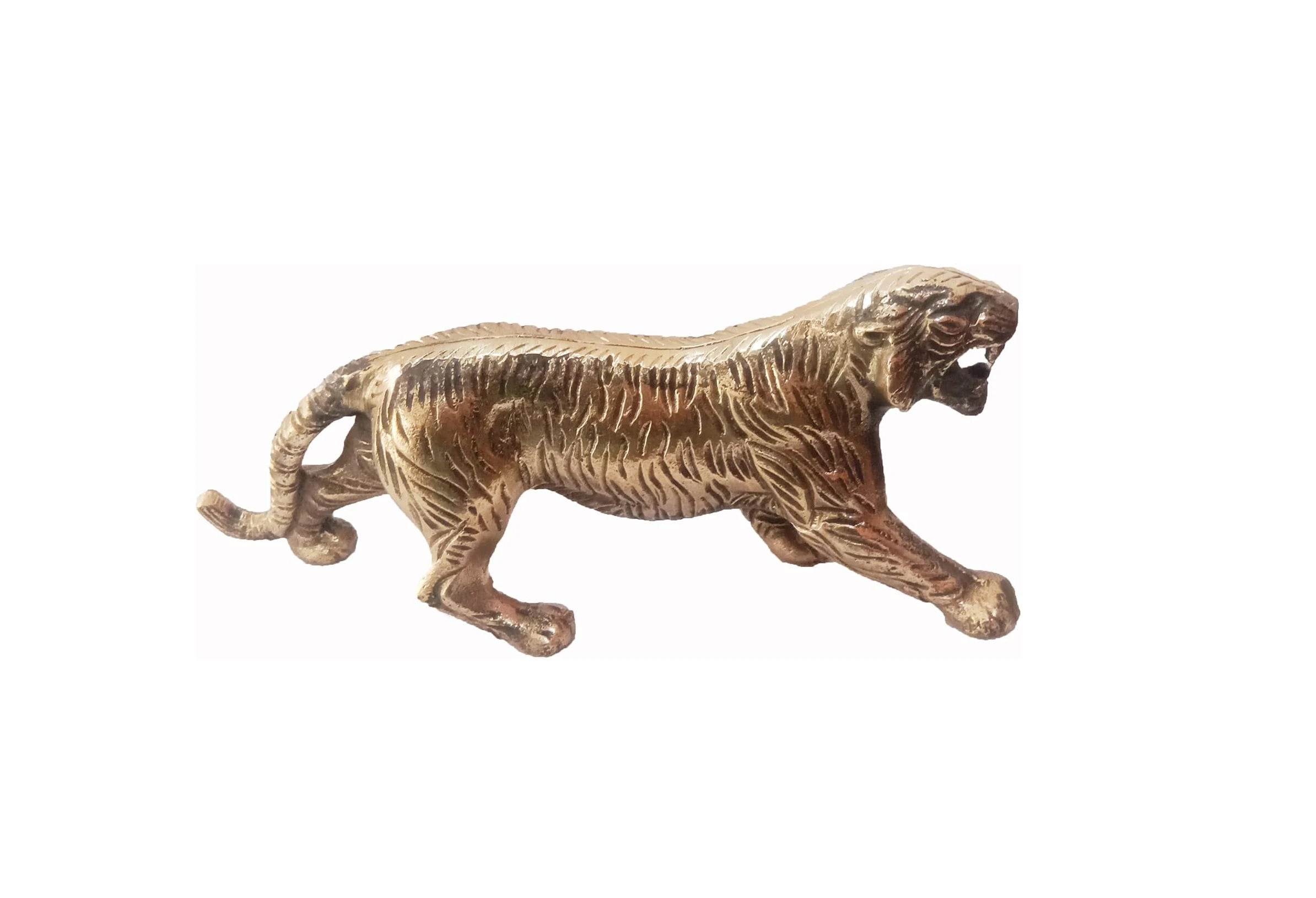 Sculpture Tigre en Laiton Artisanale – Décoration Maison & Idée Cadeau