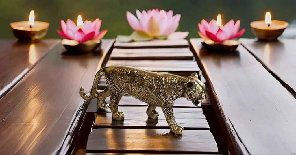 Sculpture Tigre en Laiton Artisanale – Décoration Maison & Idée Cadeau