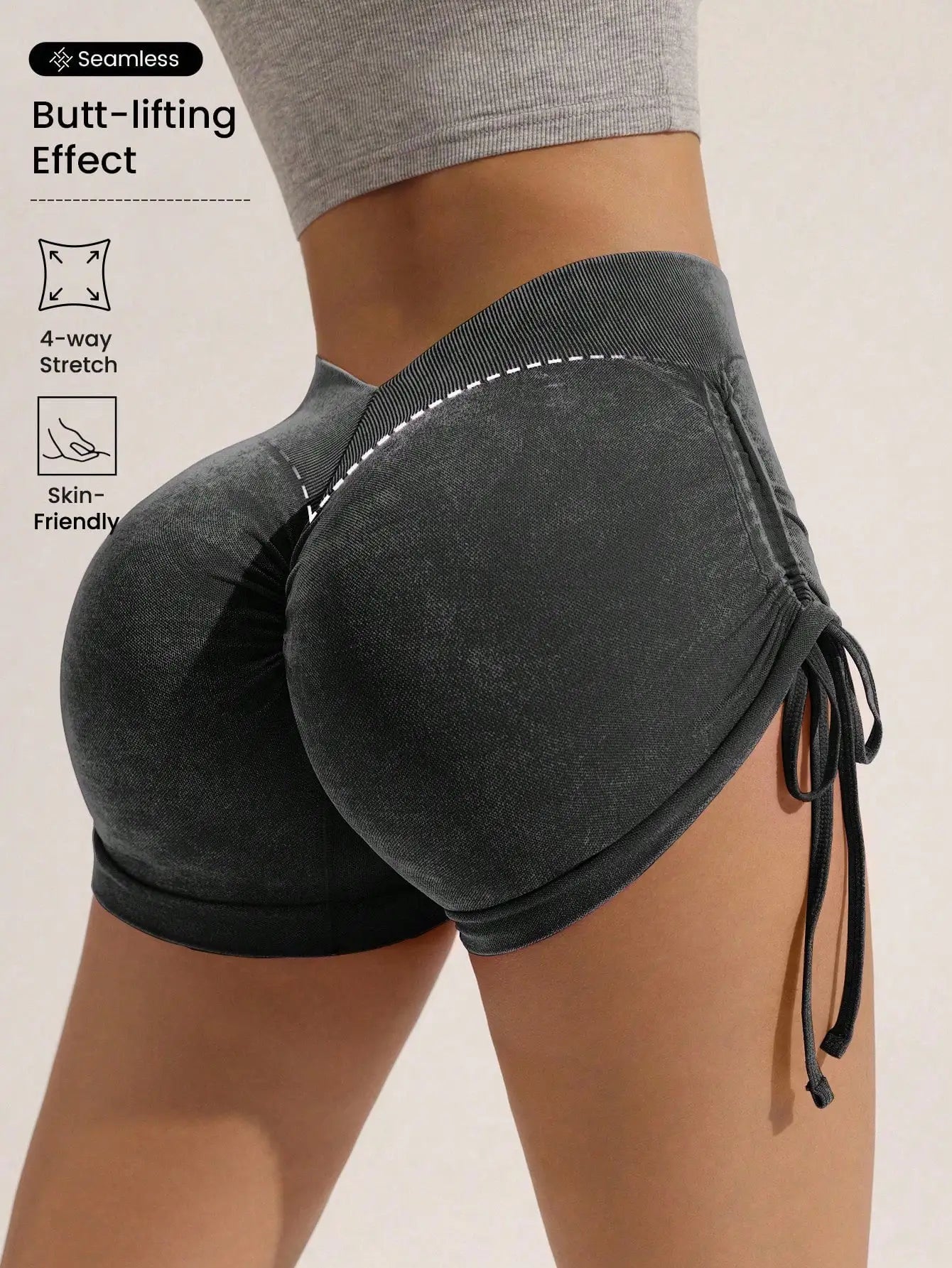 Pantaloncini Sportivi Vita Alta Finitura Opaca - Effetto Push-Up, Yoga & Fitness