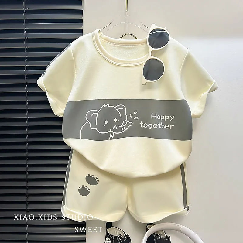 Set Bimbo Estivo Maglietta Elefante + Pantaloncini - Happy Together