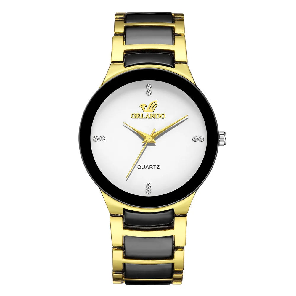 ORLANDO Orologio da Uomo di Lusso, Nuovo Arrivo, Elegante Nero e Oro, Quarzo Acciaio, Orologio Fashion Raffinato