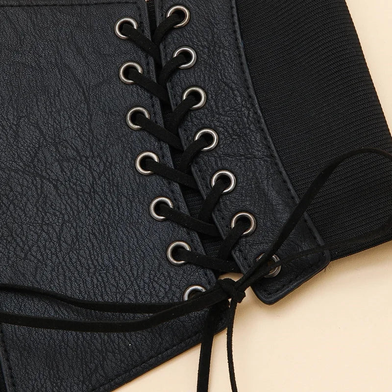 Cintura Corsetto Larga da Donna in Similpelle - Effetto Vita Sottile