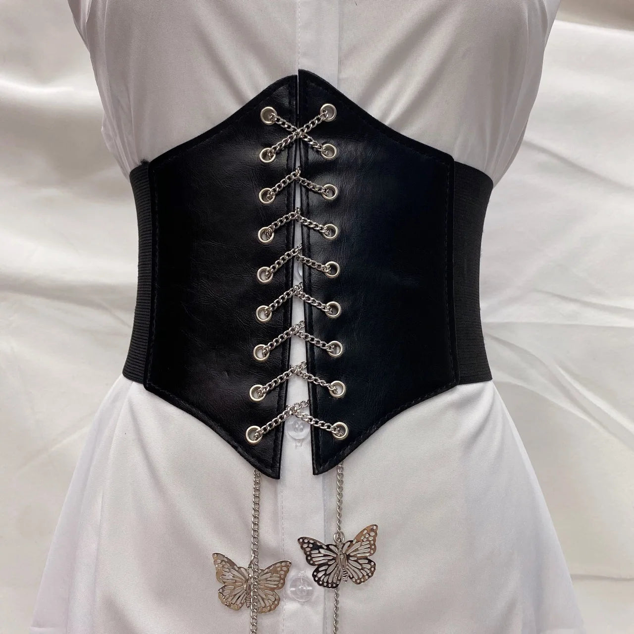 Cintura Corsetto Larga da Donna in Similpelle - Effetto Vita Sottile