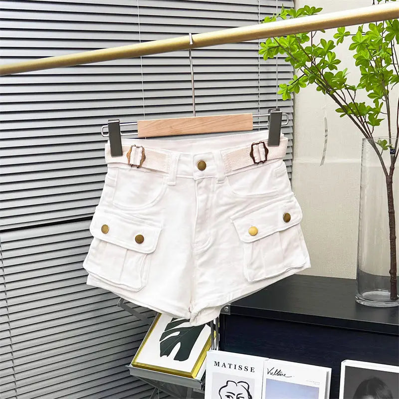 Pantaloncini Cargo Vita Alta con Cintura Integrata – Stile Utility & Streetwear