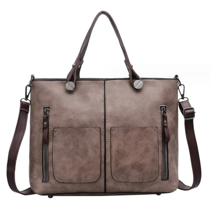 Borsa Shopper in Pelle Retrò da Donna con Tracolla