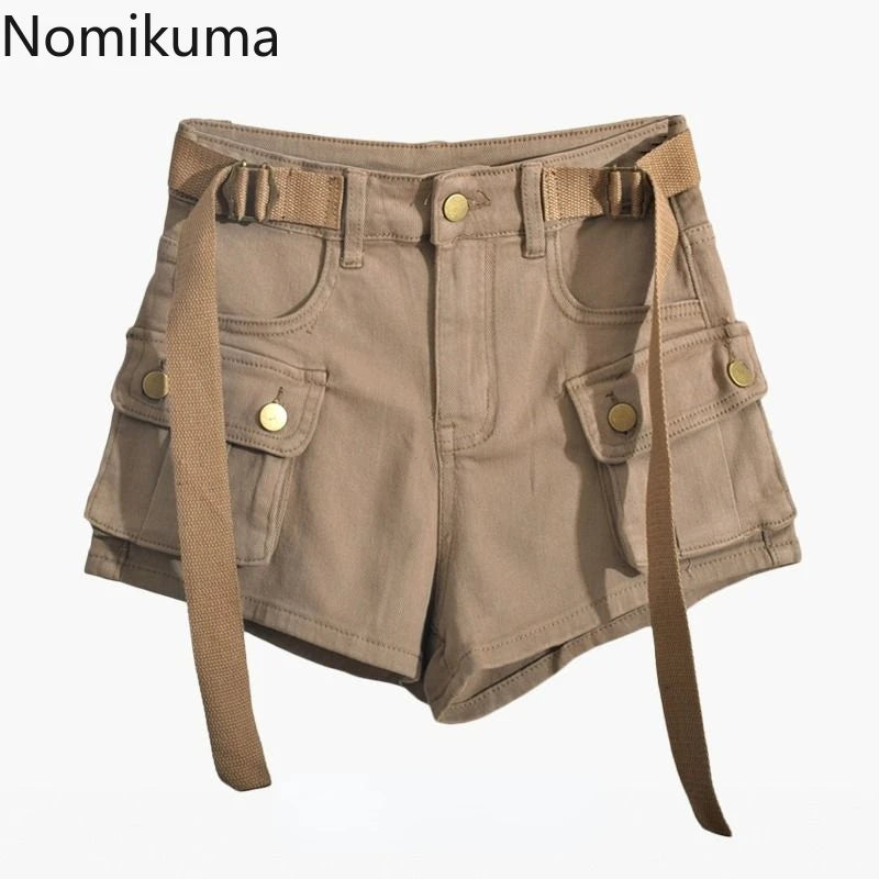 Pantaloncini Cargo Vita Alta con Cintura Integrata – Stile Utility & Streetwear