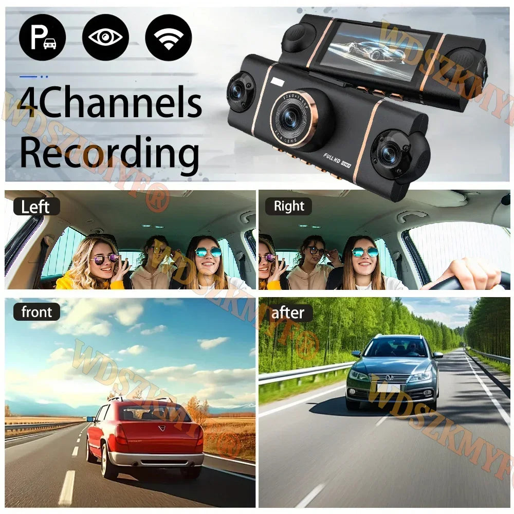 Dashcam 4K WiFi per Auto con Visione Notturna - 4 Canali