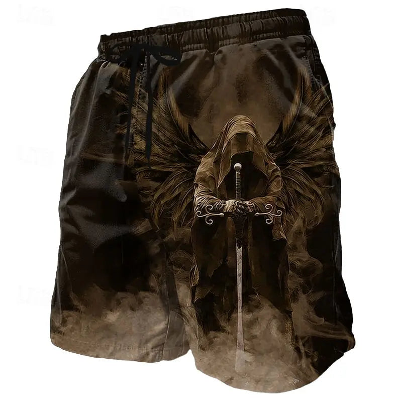 Pantaloncini Corti Uomo Stampa 3D Angelo Guerriero