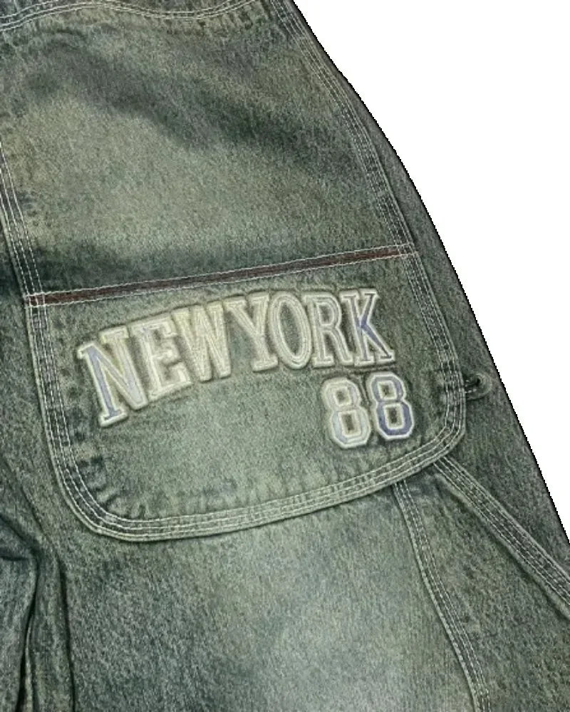 Jeans Y2K Street Style Ricamo Hip-Hop - Vita Alta Gamba