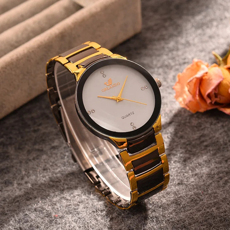 ORLANDO Orologio da Uomo di Lusso, Nuovo Arrivo, Elegante Nero e Oro, Quarzo Acciaio, Orologio Fashion Raffinato