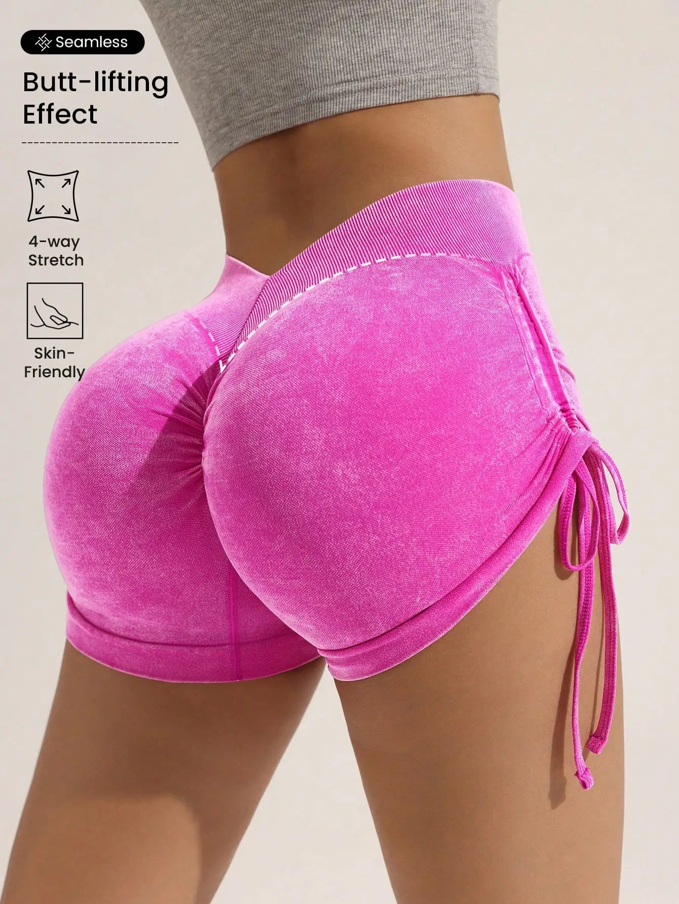 Pantaloncini Sportivi Vita Alta Finitura Opaca - Effetto Push-Up, Yoga & Fitness
