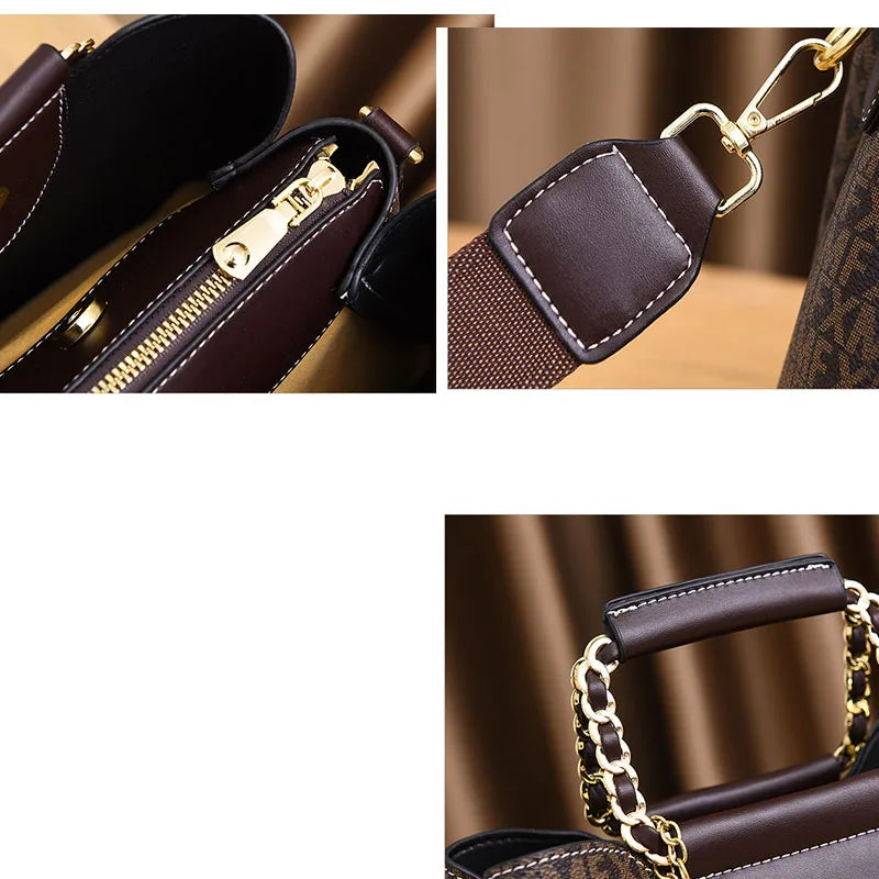 Borsa a Mano Donna con Catena Dorata – Stampa Monogramma