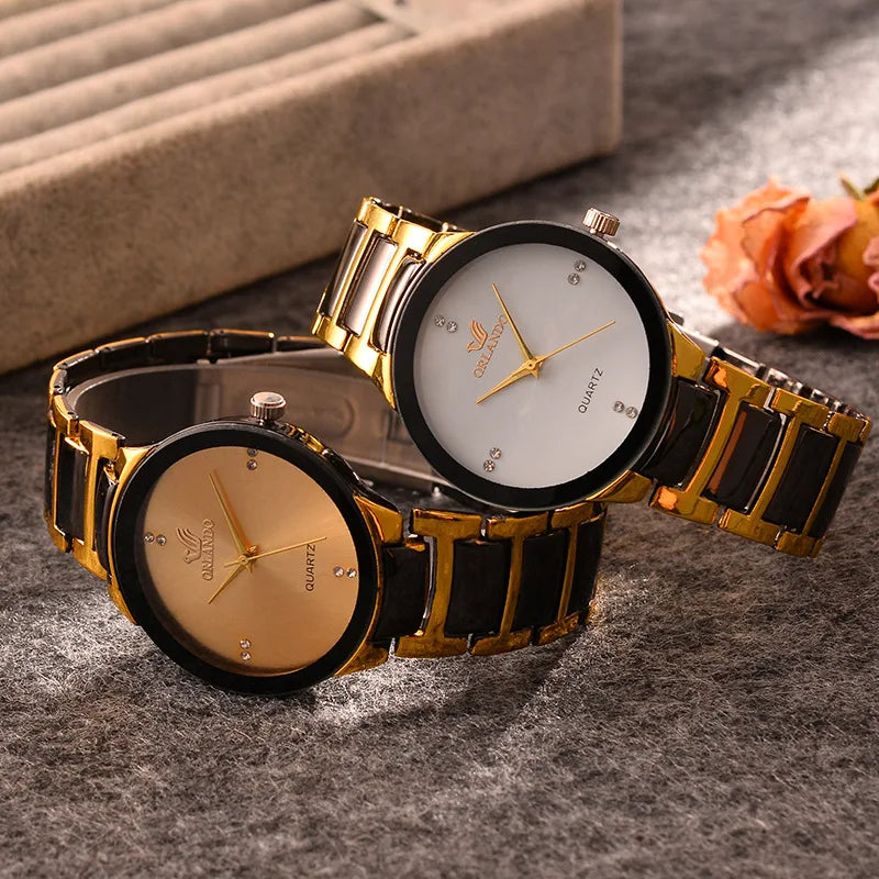 ORLANDO Orologio da Uomo di Lusso, Nuovo Arrivo, Elegante Nero e Oro, Quarzo Acciaio, Orologio Fashion Raffinato