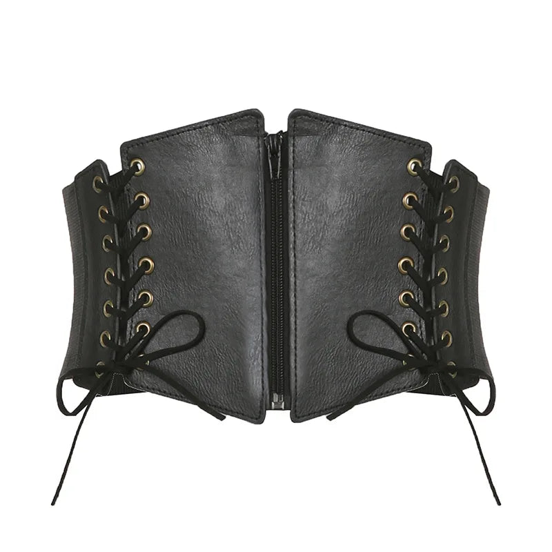 Cintura Corsetto Larga da Donna in Similpelle - Effetto Vita Sottile