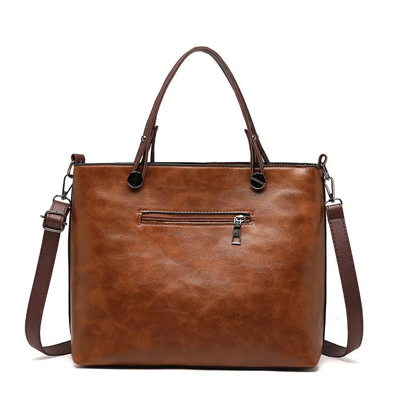 Borsa Shopper in Pelle Retrò da Donna con Tracolla