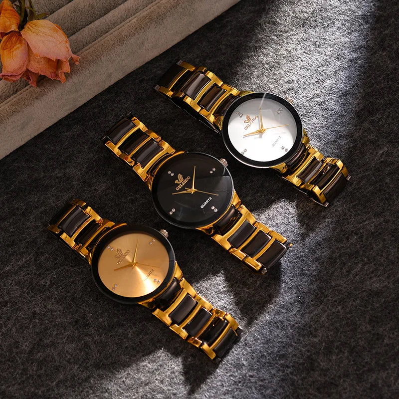 ORLANDO Orologio da Uomo di Lusso, Nuovo Arrivo, Elegante Nero e Oro, Quarzo Acciaio, Orologio Fashion Raffinato