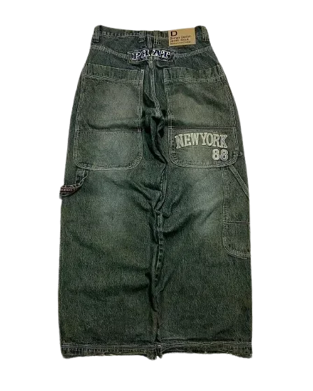 Jeans Y2K Street Style Ricamo Hip-Hop - Vita Alta Gamba