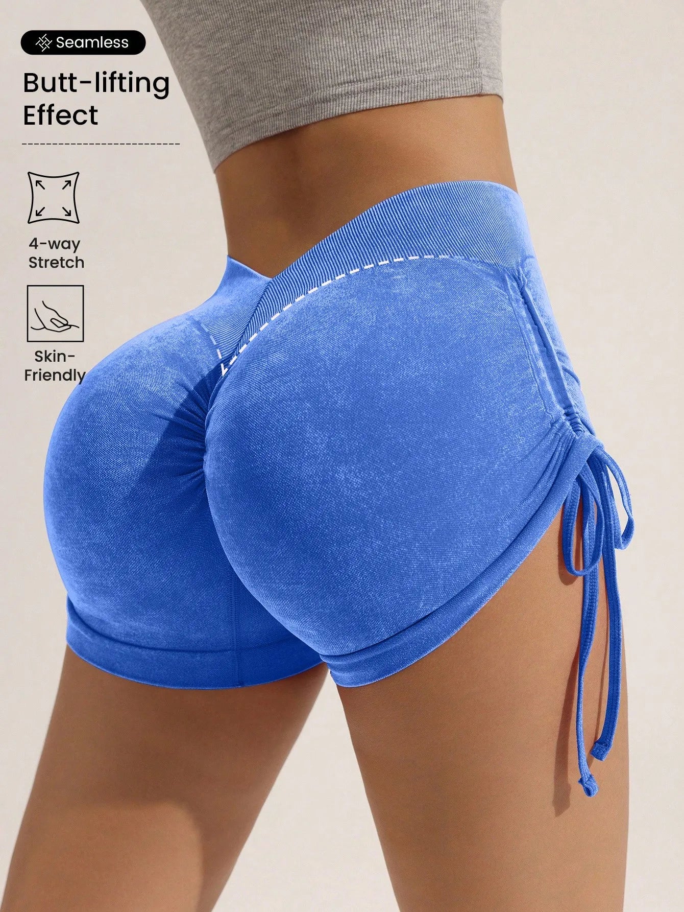 Pantaloncini Sportivi Vita Alta Finitura Opaca - Effetto Push-Up, Yoga & Fitness