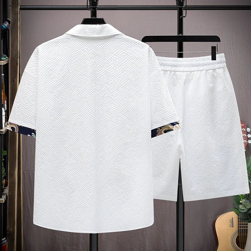 Completo Uomo Camicia + Pantaloncini Casual Estivo Sportswear – Set Fashion Taglie M-4XL
