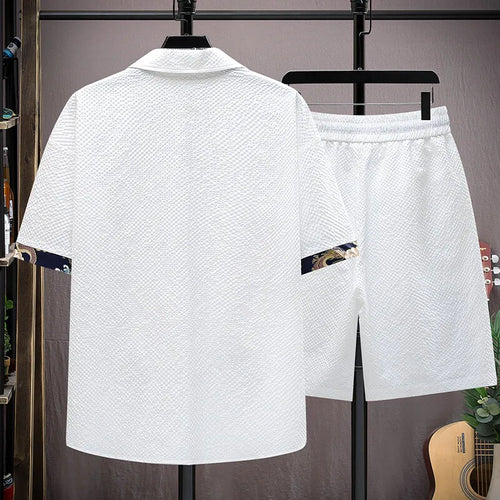 Completo Uomo Camicia + Pantaloncini Casual Estivo Sportswear – Set Fashion Taglie M-4XL